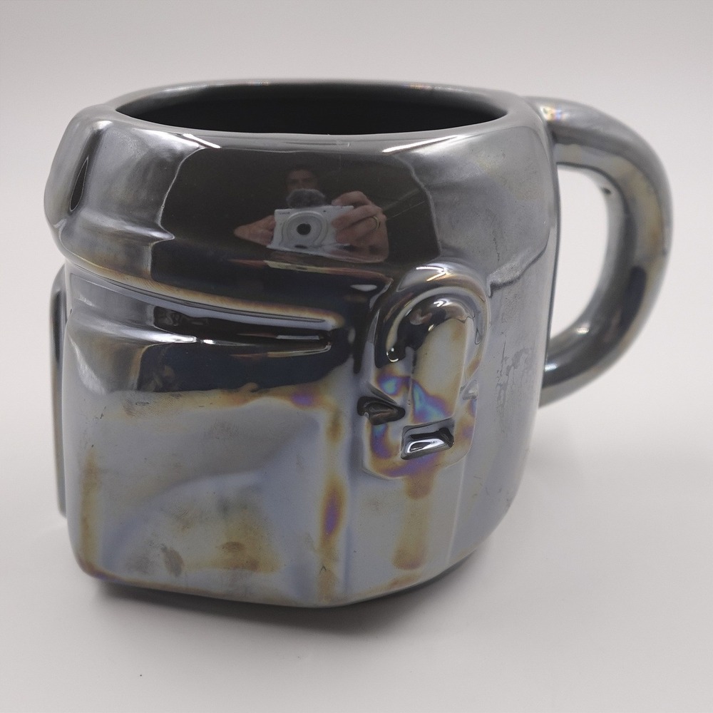 Star Wars Mandalorian Helmet Sculpted Mug Silver Iridescent Ceramic